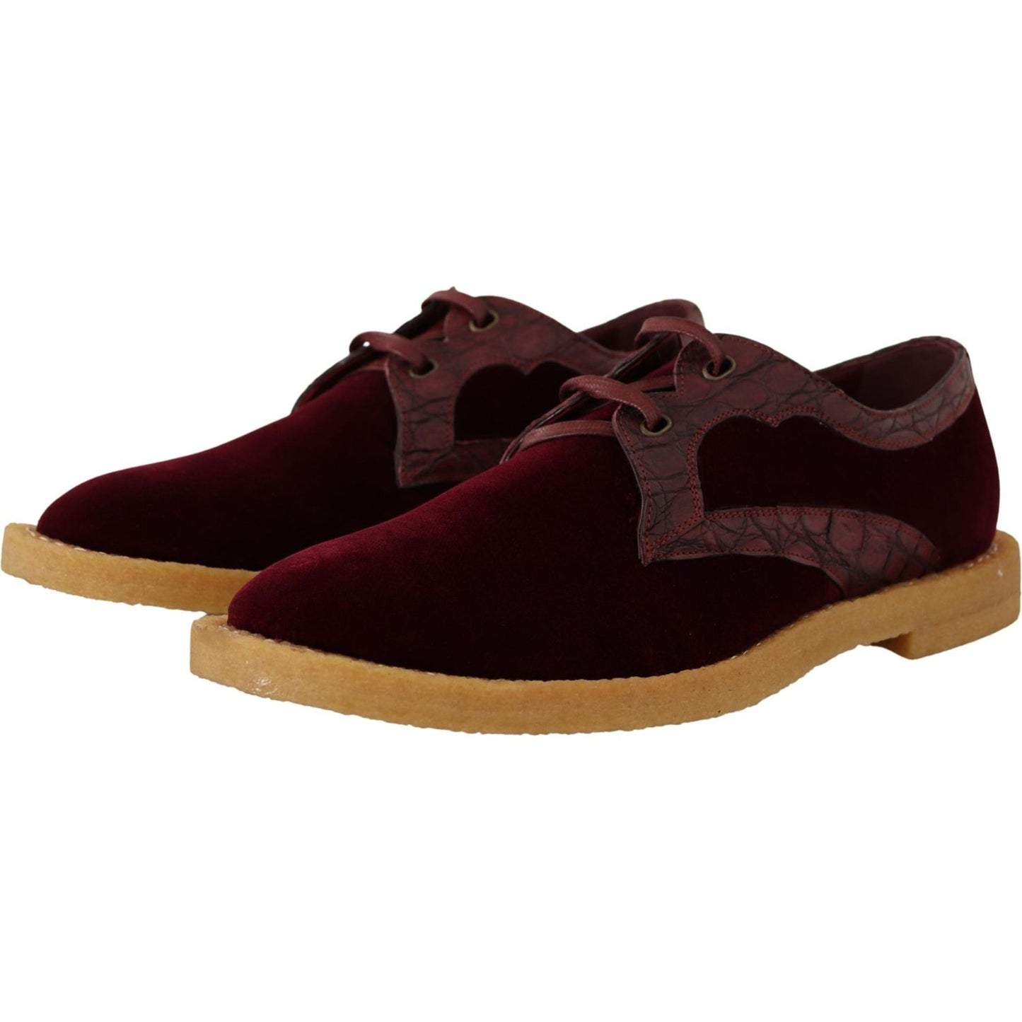 Dolce & Gabbana Bordeaux Velvet Exotic Leather Shoes Dolce & Gabbana