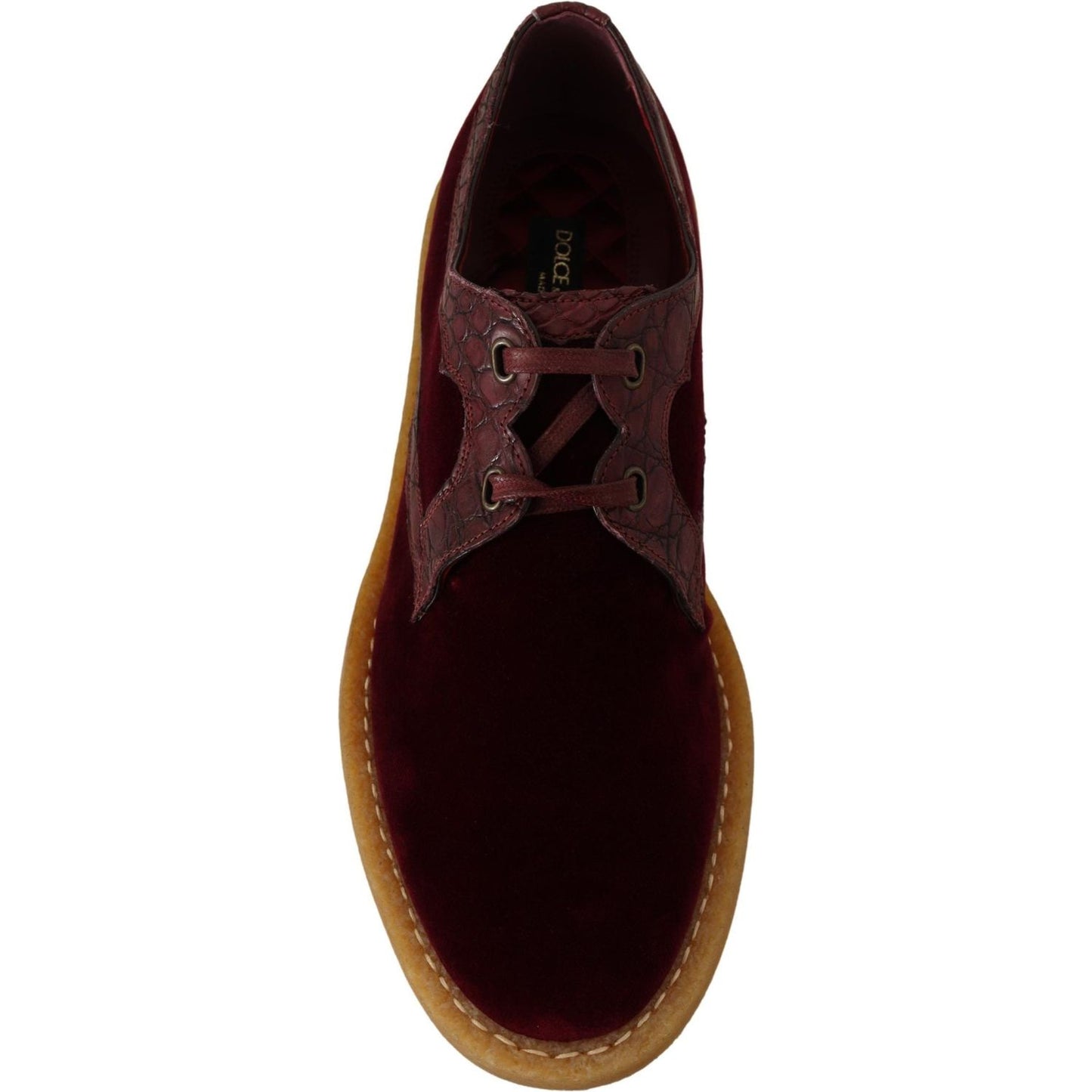 Dolce & Gabbana Bordeaux Velvet Exotic Leather Shoes Dolce & Gabbana