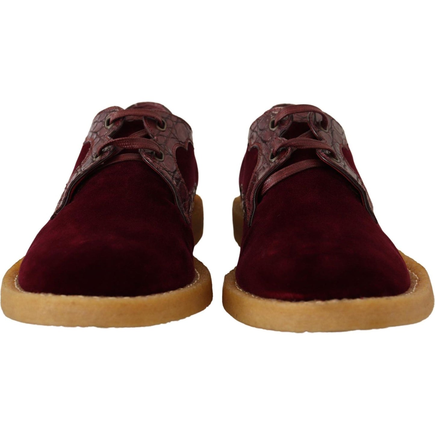 Dolce & Gabbana Bordeaux Velvet Exotic Leather Shoes Dolce & Gabbana