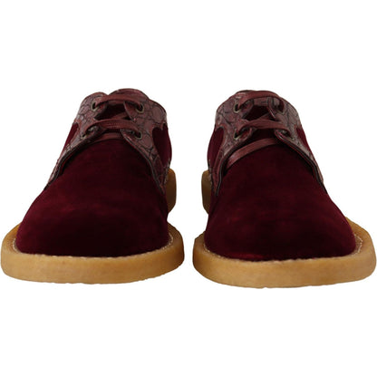 Dolce & Gabbana Bordeaux Velvet Exotic Leather Shoes Dolce & Gabbana