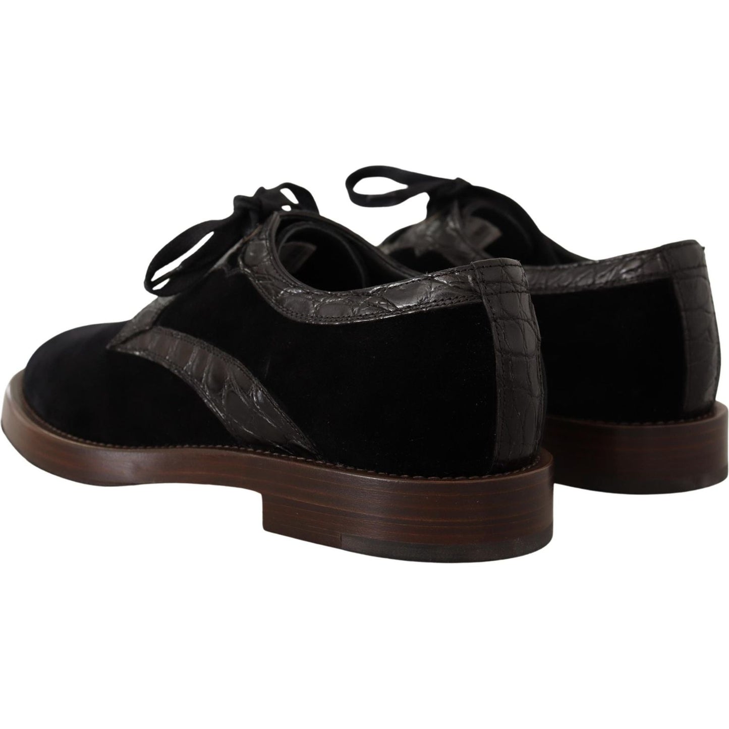 Dolce & Gabbana Black Velvet Exotic Leather Shoes Dolce & Gabbana