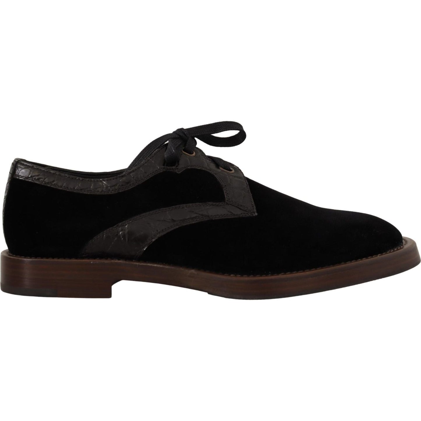 Dolce & Gabbana Black Velvet Exotic Leather Shoes Dolce & Gabbana
