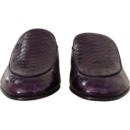 Dolce & Gabbana Purple Exotic Leather Flats Slides Shoes Dolce & Gabbana