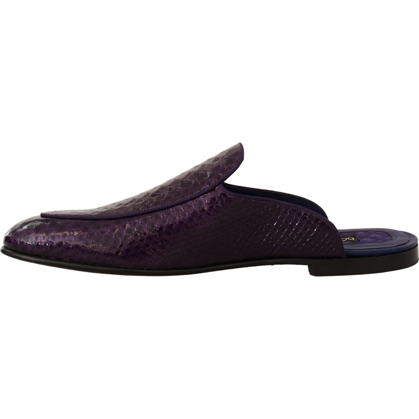 Dolce & Gabbana Purple Exotic Leather Flats Slides Shoes Dolce & Gabbana