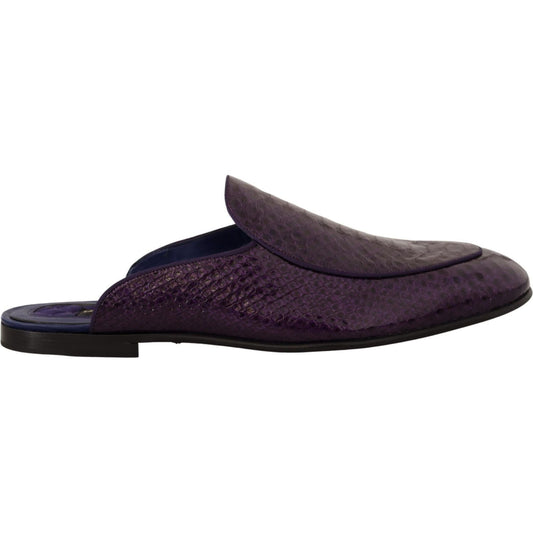 Dolce & Gabbana Purple Exotic Leather Flats Slides Shoes Dolce & Gabbana