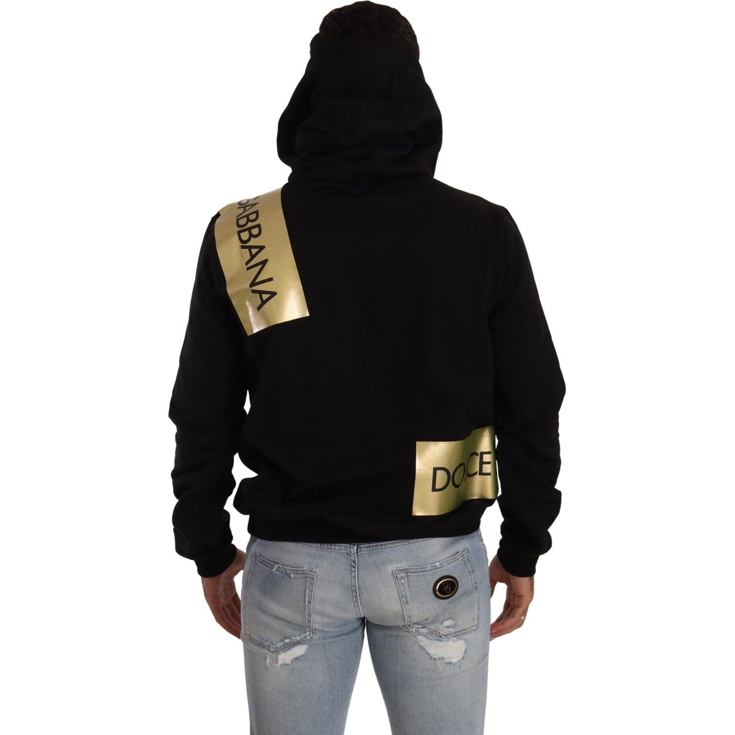 Dolce & Gabbana Elevate Your Style with a Black Golden-Logo Pullover Dolce & Gabbana