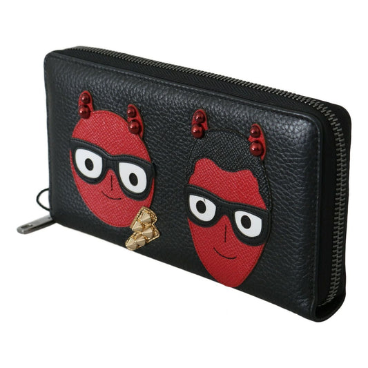 Dolce & Gabbana Chic Black and Red Leather Continental Wallet Dolce & Gabbana