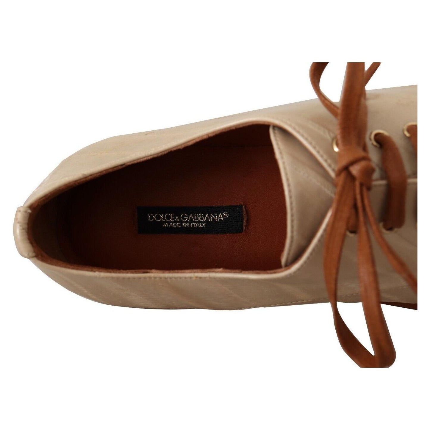 Dolce & Gabbana Elegant Beige Eel Leather Formal Flats Dolce & Gabbana