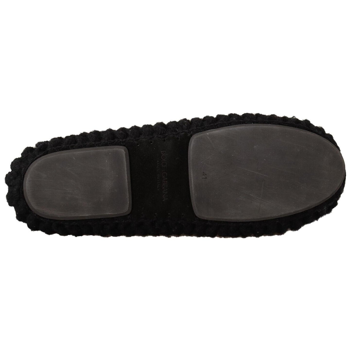 Dolce & Gabbana Elegant Black Wool Knit Ballet Flats Dolce & Gabbana