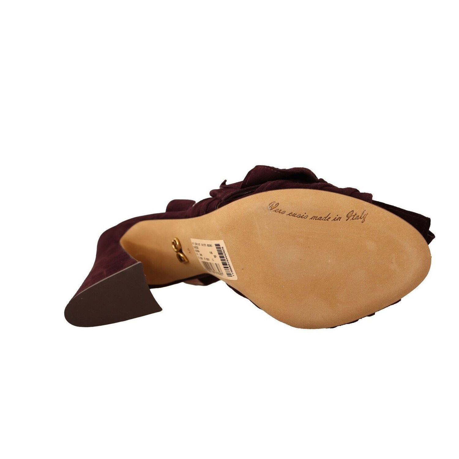 Dolce & Gabbana Dark Purple Suede Ankle Strap Sandals Shoes