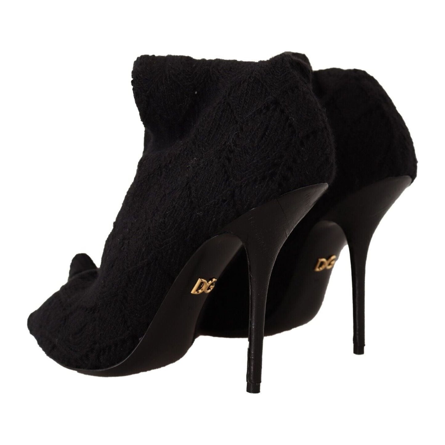 Dolce & Gabbana Black Stretch Socks Knee High Booties Shoes
