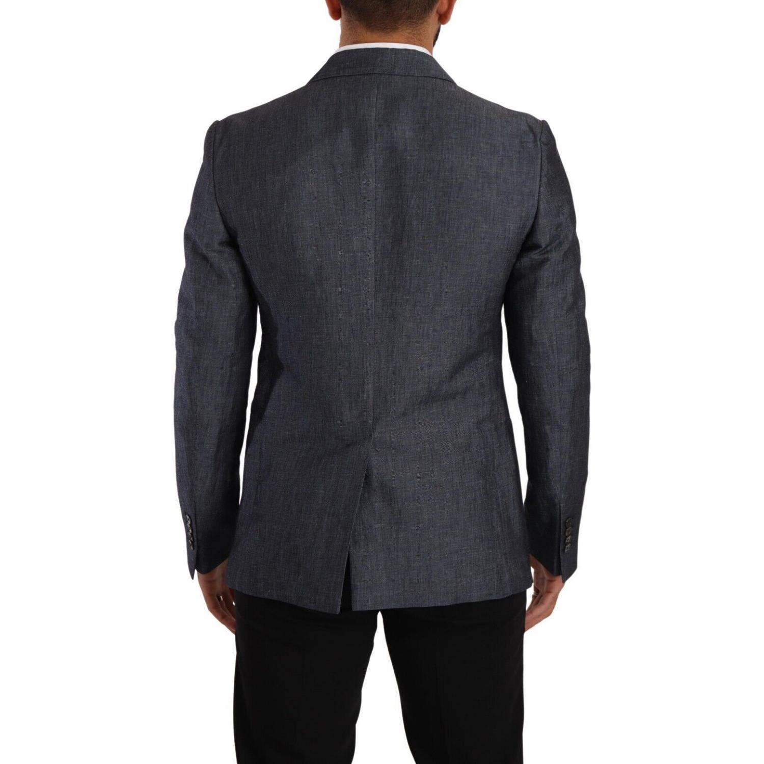 Dolce & Gabbana Blue Linen Cotton Jacket TAORMINA Blazer