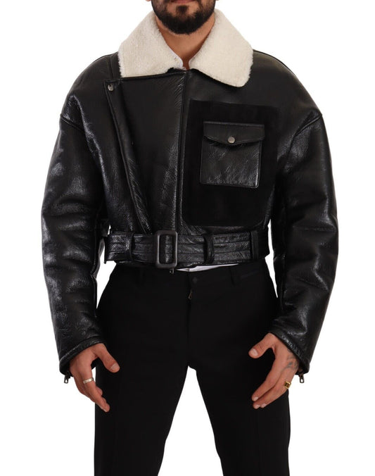 Dolce & Gabbana Elegant Shearling Biker Jacket Dolce & Gabbana