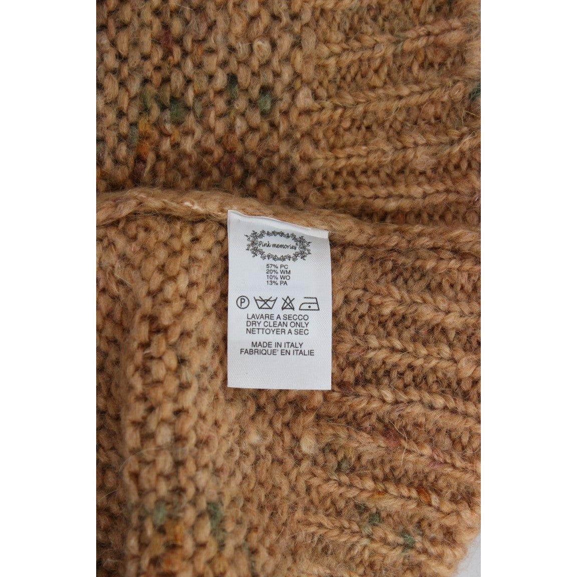 PINK MEMORIES Brown Wool Blend Knitted Oversize Sweater