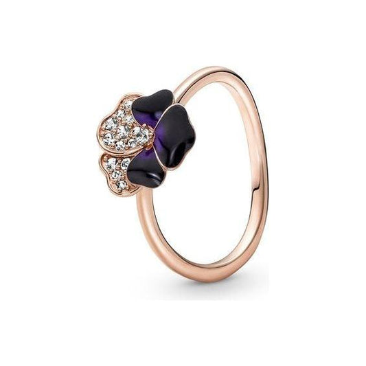 PANDORA JEWELS Mod. DEEP PURPLE PANSY FLOWER - RING - Size 52 Ring PANDORA