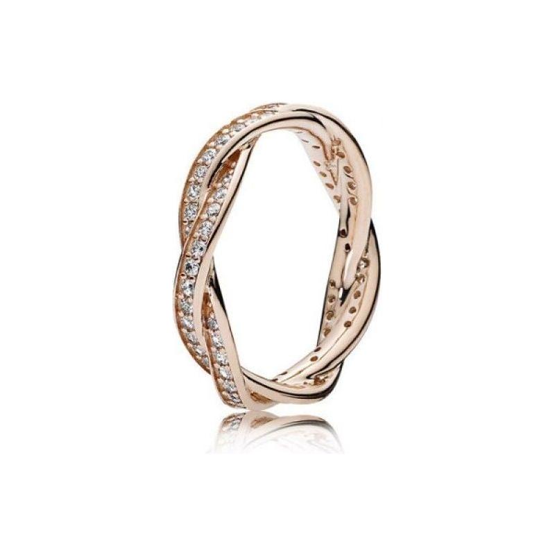 PANDORA JEWELS Mod. SPARKLING TWISTED LINES - RING - Size 54 DESIGNER FASHION JEWELLERY PANDORA