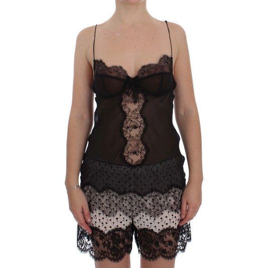 Dolce & Gabbana Black Silk Lace Babydoll Lingerie Top Dolce & Gabbana