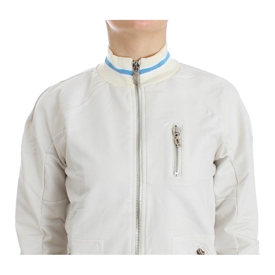 John Galliano Elegant White Zip Cardigan John Galliano