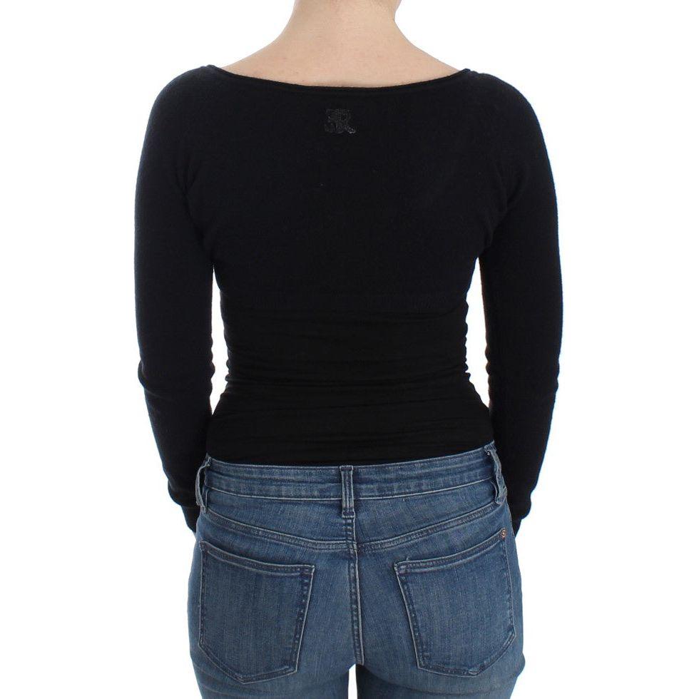 Ermanno Scervino Chic Cropped Black Wool-Cashmere Sweater Ermanno Scervino