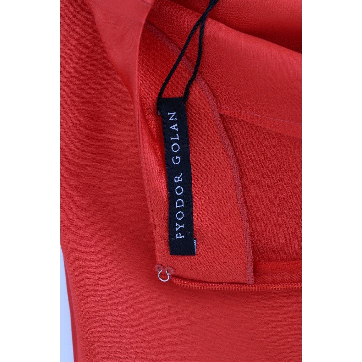 Fyodor Golan Red Mini Linen 3/4 Sleeve Sheath Dress