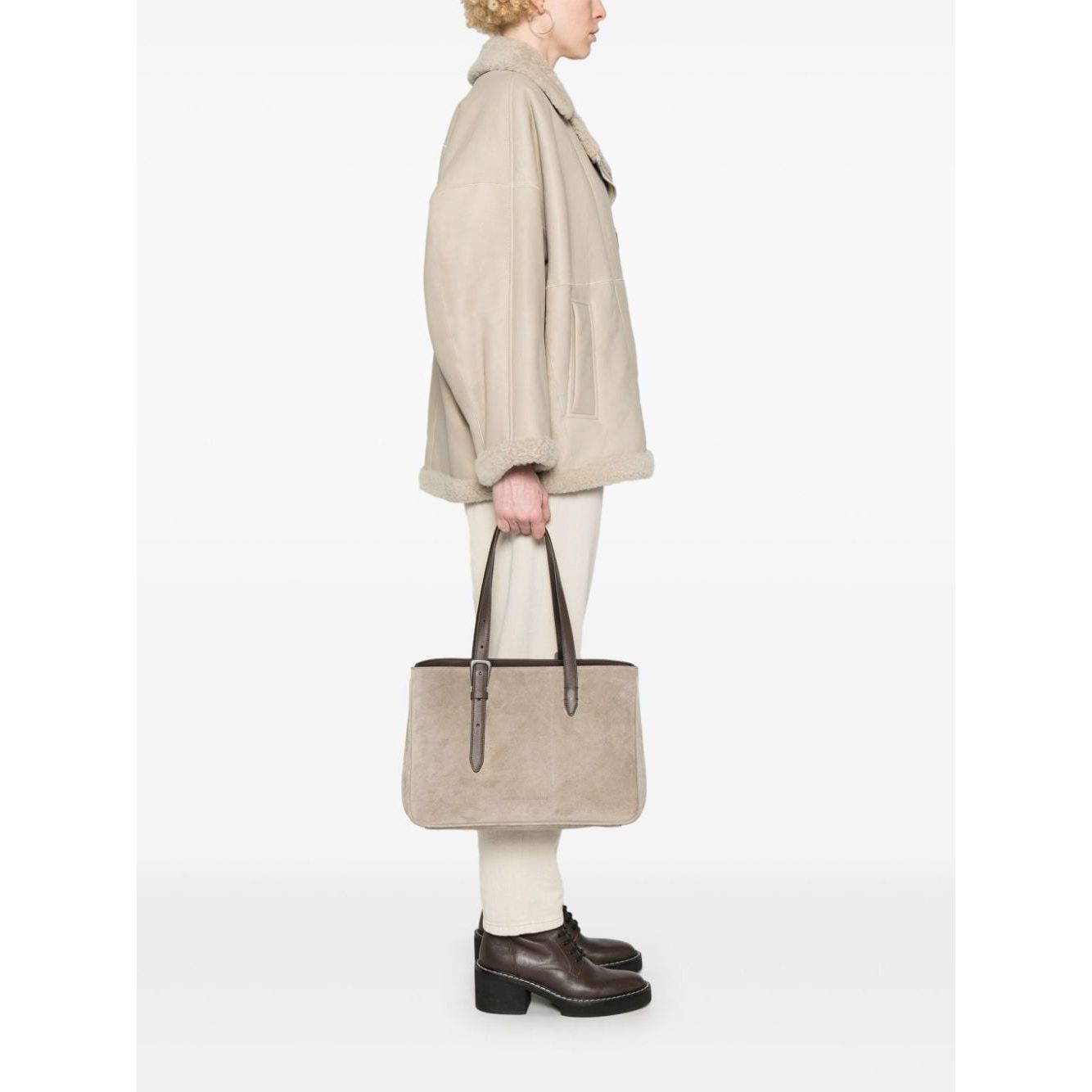 Brunello Cucinelli brown calf suede Tote Bag