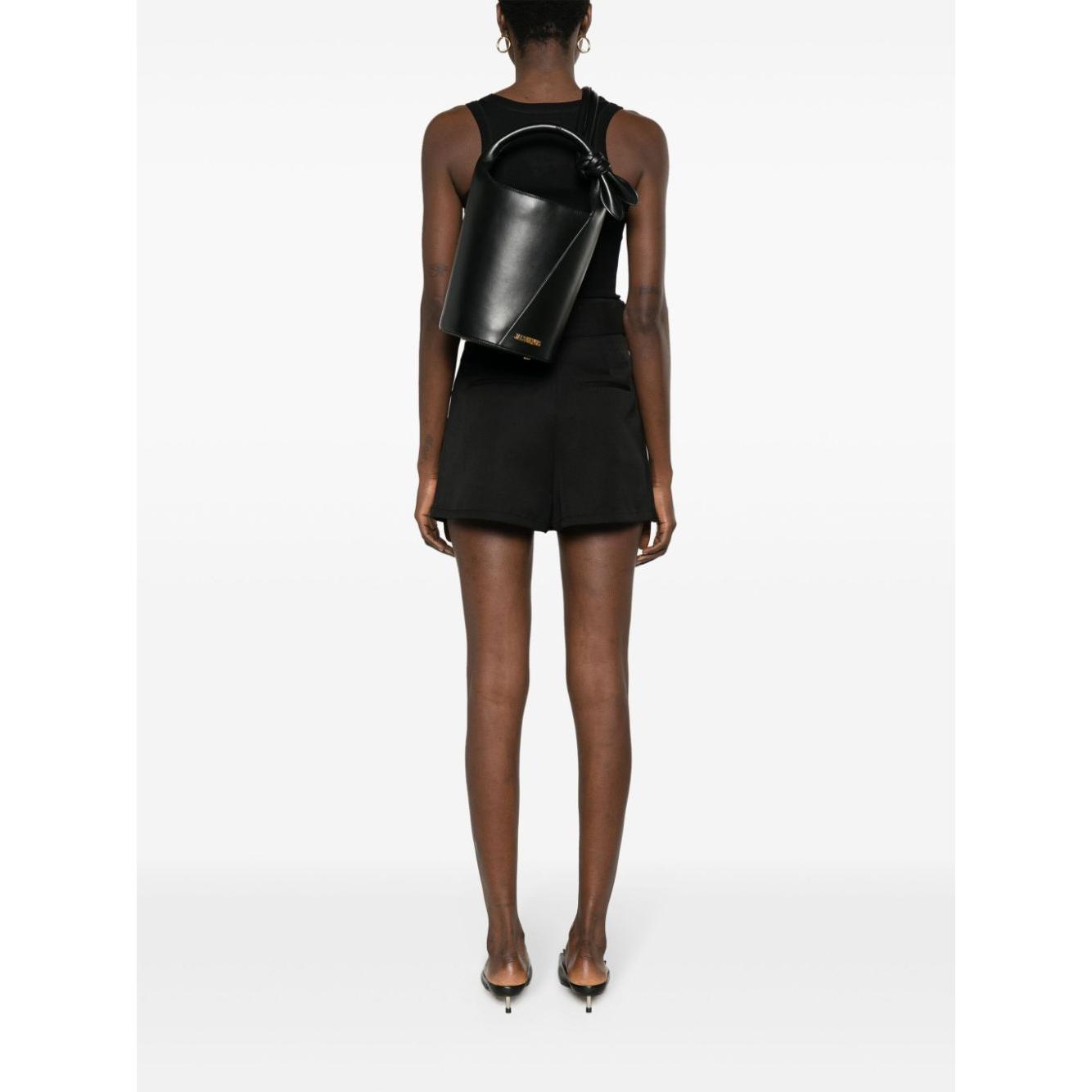 JACQUEMUS Le Petit Tourni Bucket Leather Bag Black Shoulder JACQUEMUS