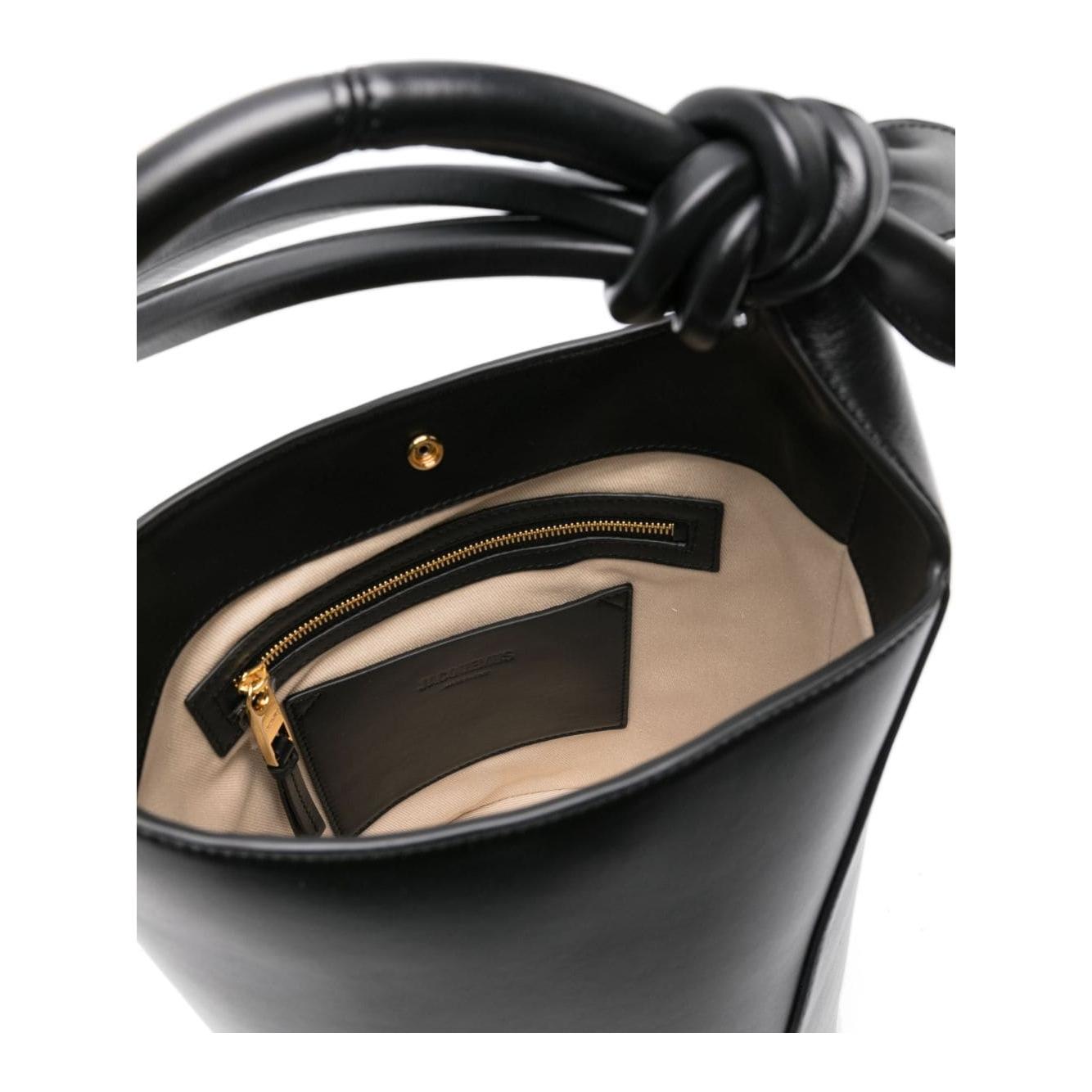 JACQUEMUS Le Petit Tourni Bucket Leather Bag Black Shoulder JACQUEMUS