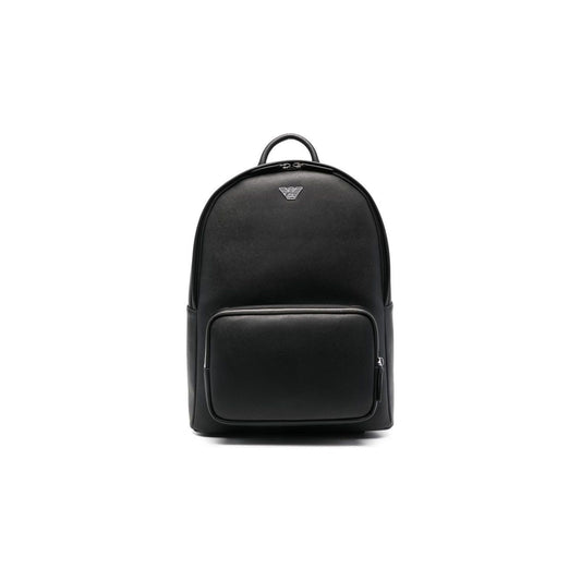 Emporio Armani Roundshape backpack in regenerated saffiano leather with ASV eagle plaque