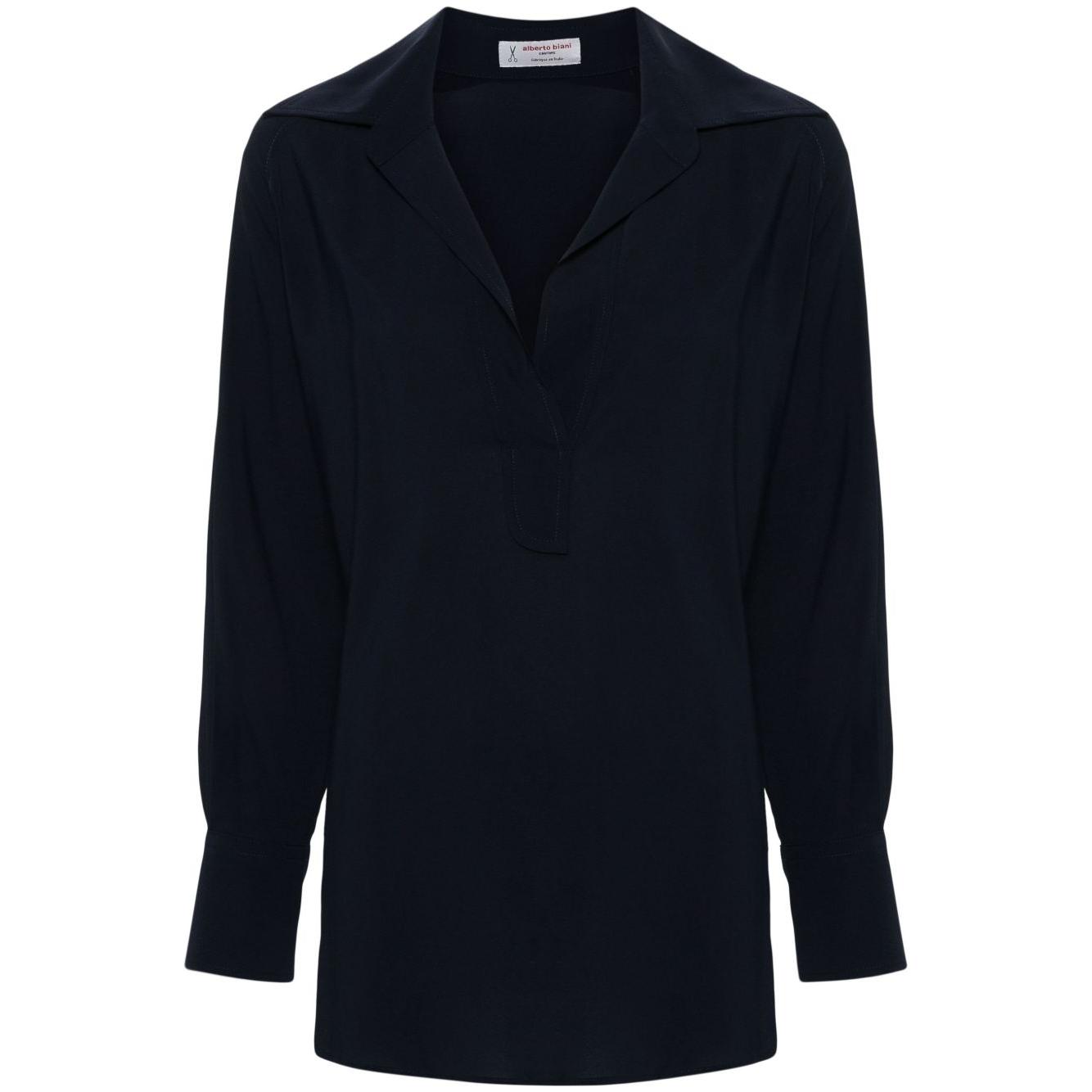 Alberto Biani georgette blouse navy blue Shirts Alberto Biani Black