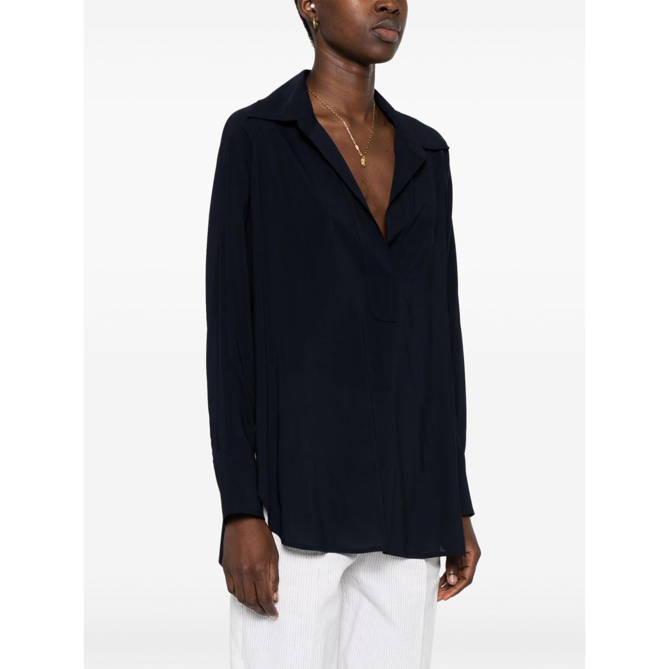 Alberto Biani georgette blouse navy blue Shirts Alberto Biani White Smoke