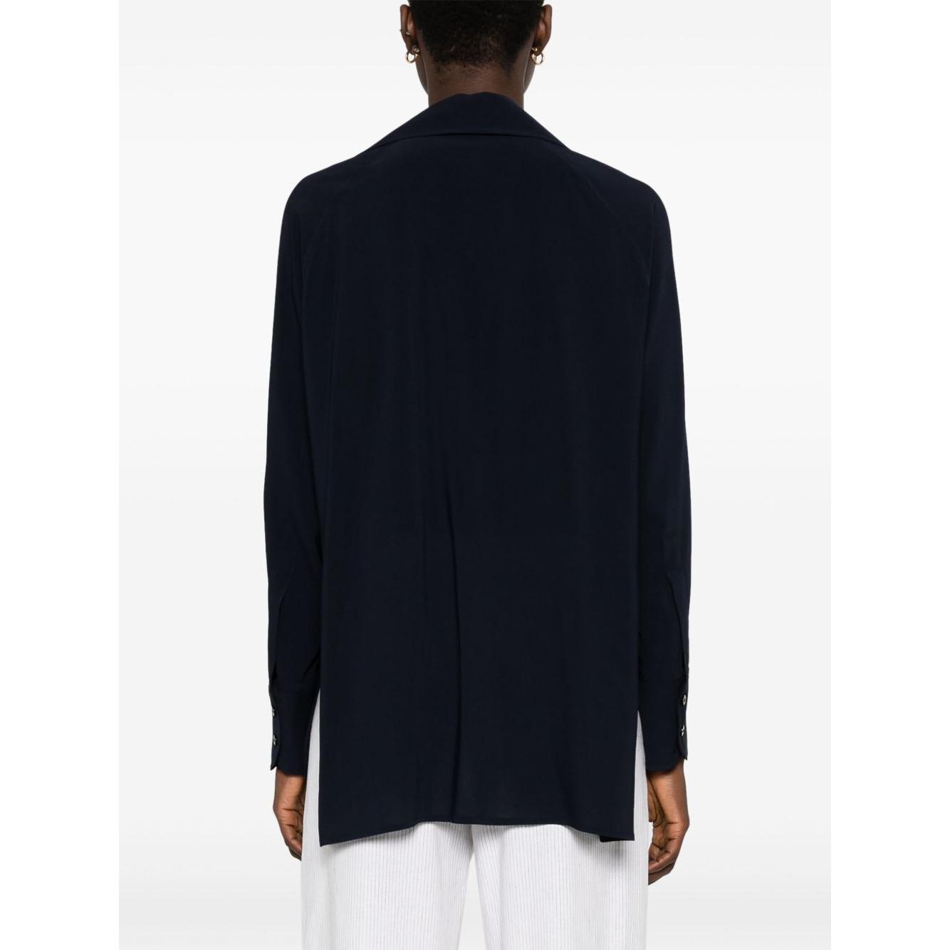 Alberto Biani georgette blouse navy blue Shirts Alberto Biani White Smoke