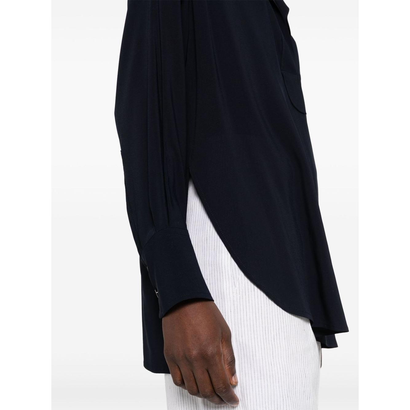Alberto Biani georgette blouse navy blue Shirts Alberto Biani White Smoke