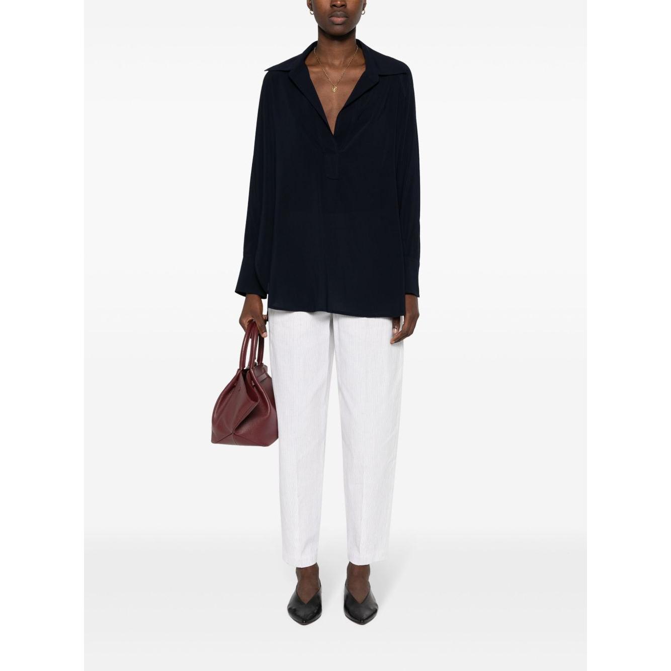 Alberto Biani georgette blouse navy blue Shirts Alberto Biani White Smoke