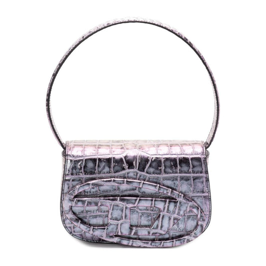 Diesel Croc-effect Shoulder Bag Grey Shoulder Diesel Light Slate Gray