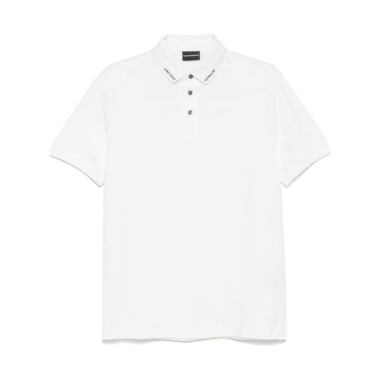Emporio Armani Jersey polo with logo collar Topwear Emporio Armani White Smoke