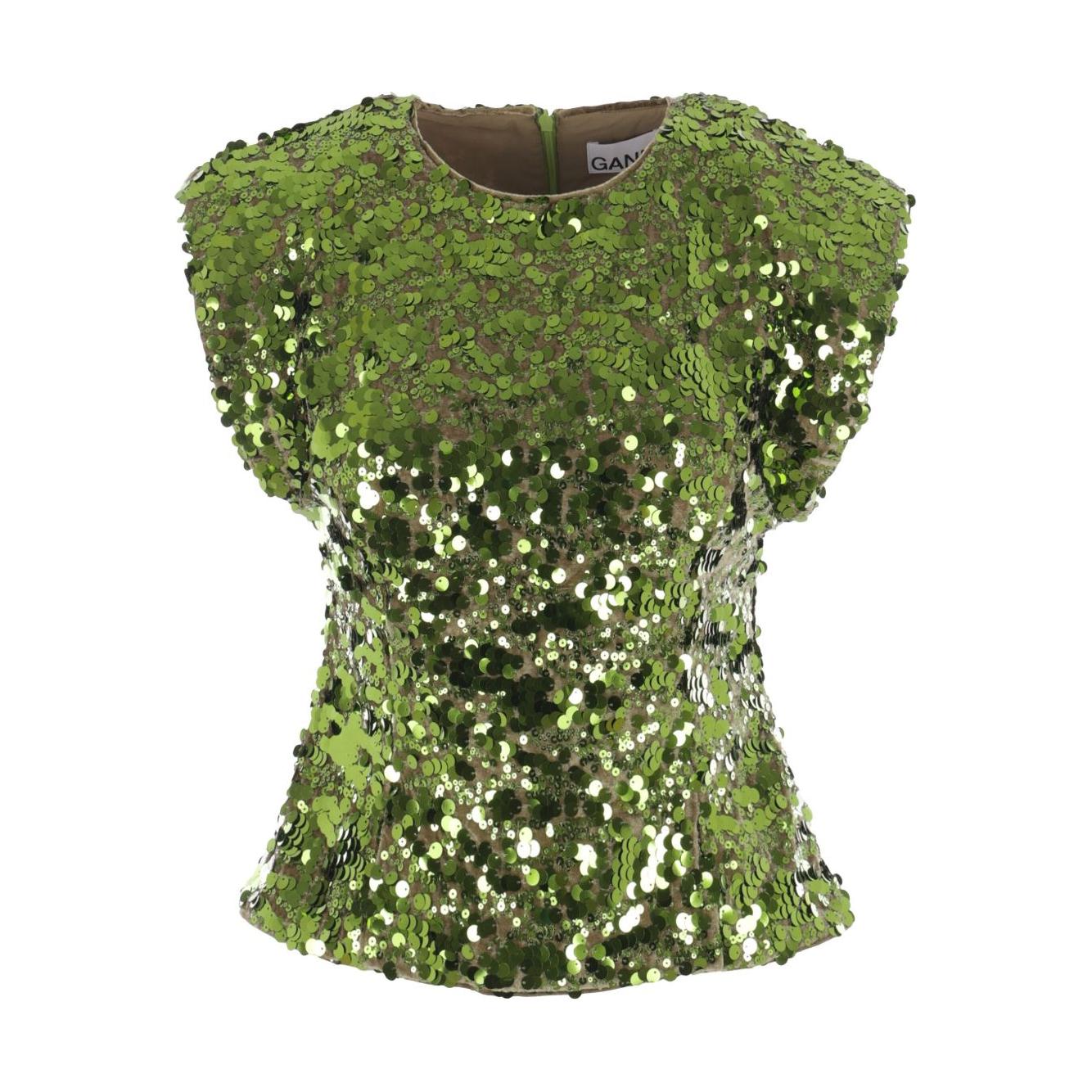 GANNI Top Green Topwear Ganni Dark Olive Green