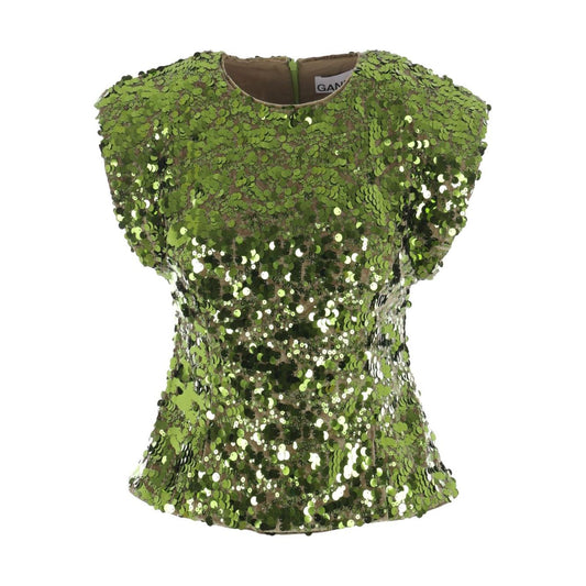 GANNI Top Green Topwear Ganni Dark Olive Green