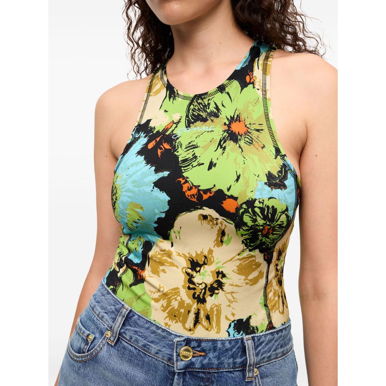 GANNI Top MultiColour Topwear Ganni Tan