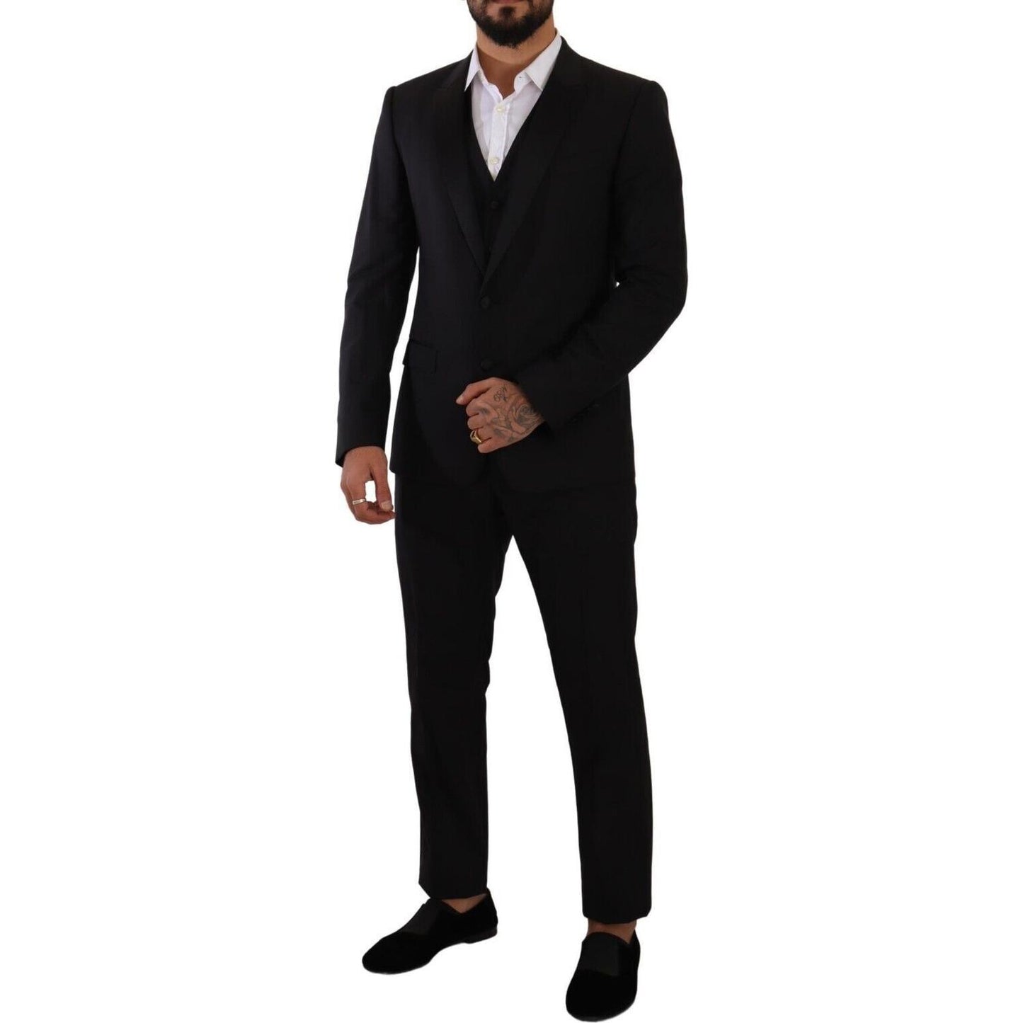 Dolce & Gabbana Elegant Black Three-Piece Martini Fit Suit Dolce & Gabbana