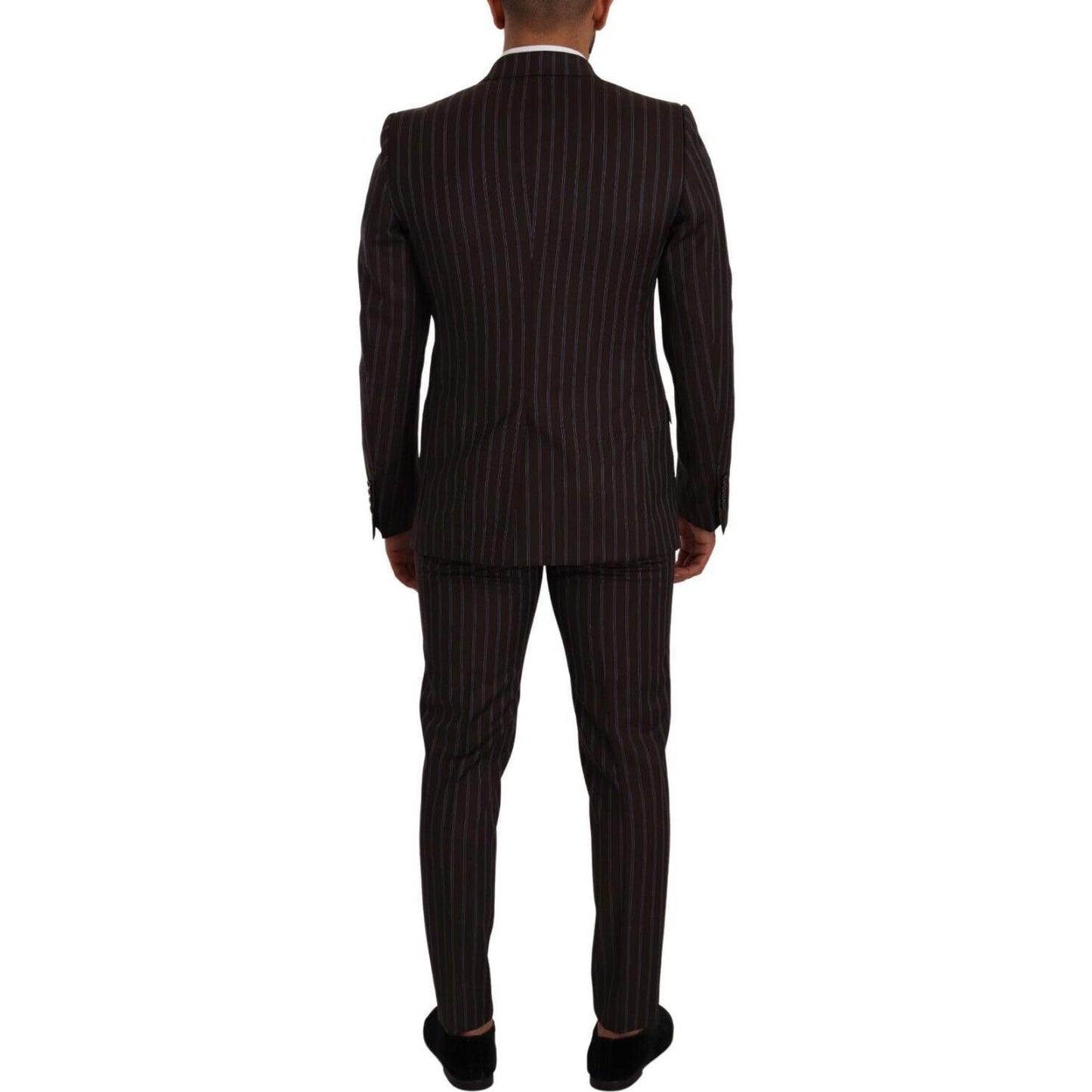 Dolce & Gabbana Elegant Maroon Striped Slim Fit Suit Dolce & Gabbana Black
