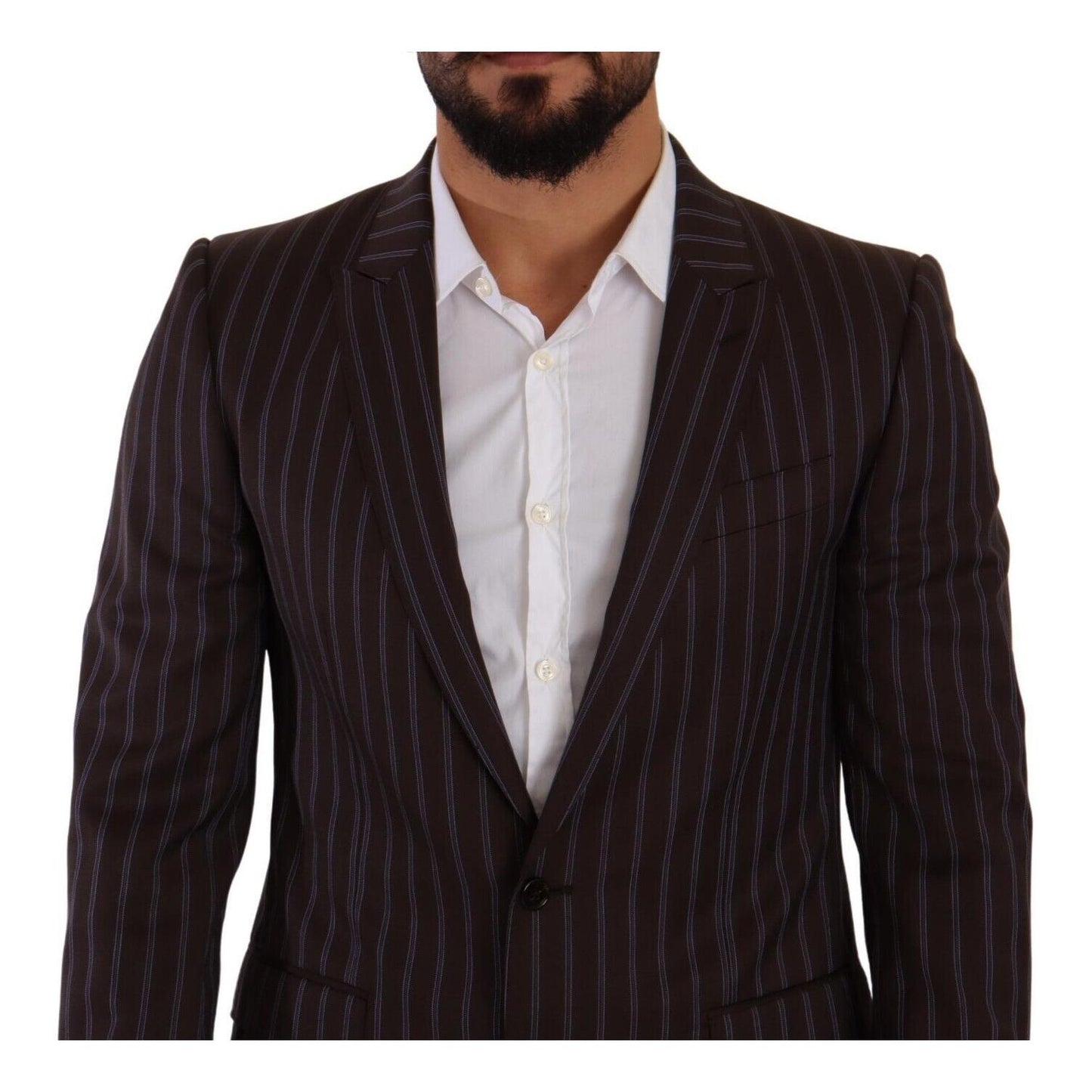 Dolce & Gabbana Elegant Maroon Striped Slim Fit Suit Dolce & Gabbana Black