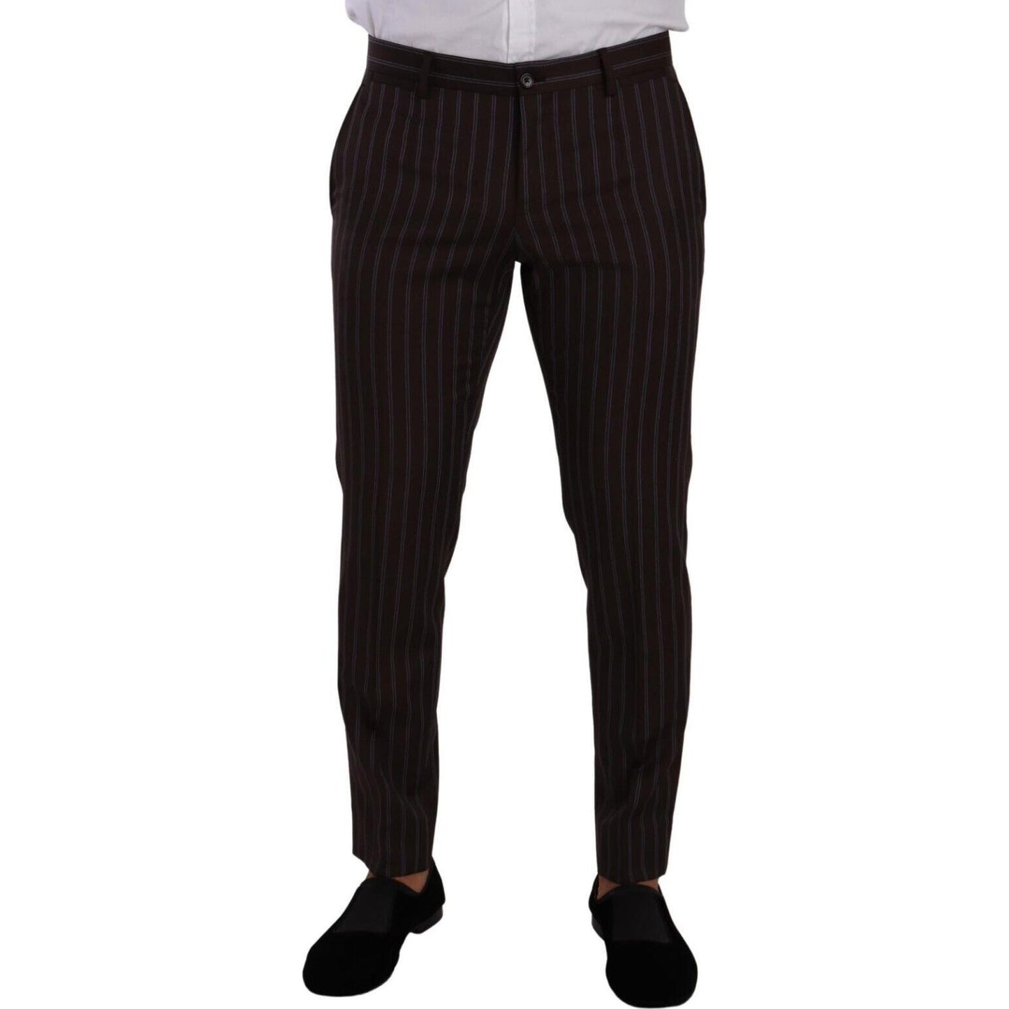 Dolce & Gabbana Elegant Maroon Striped Slim Fit Suit Dolce & Gabbana Black