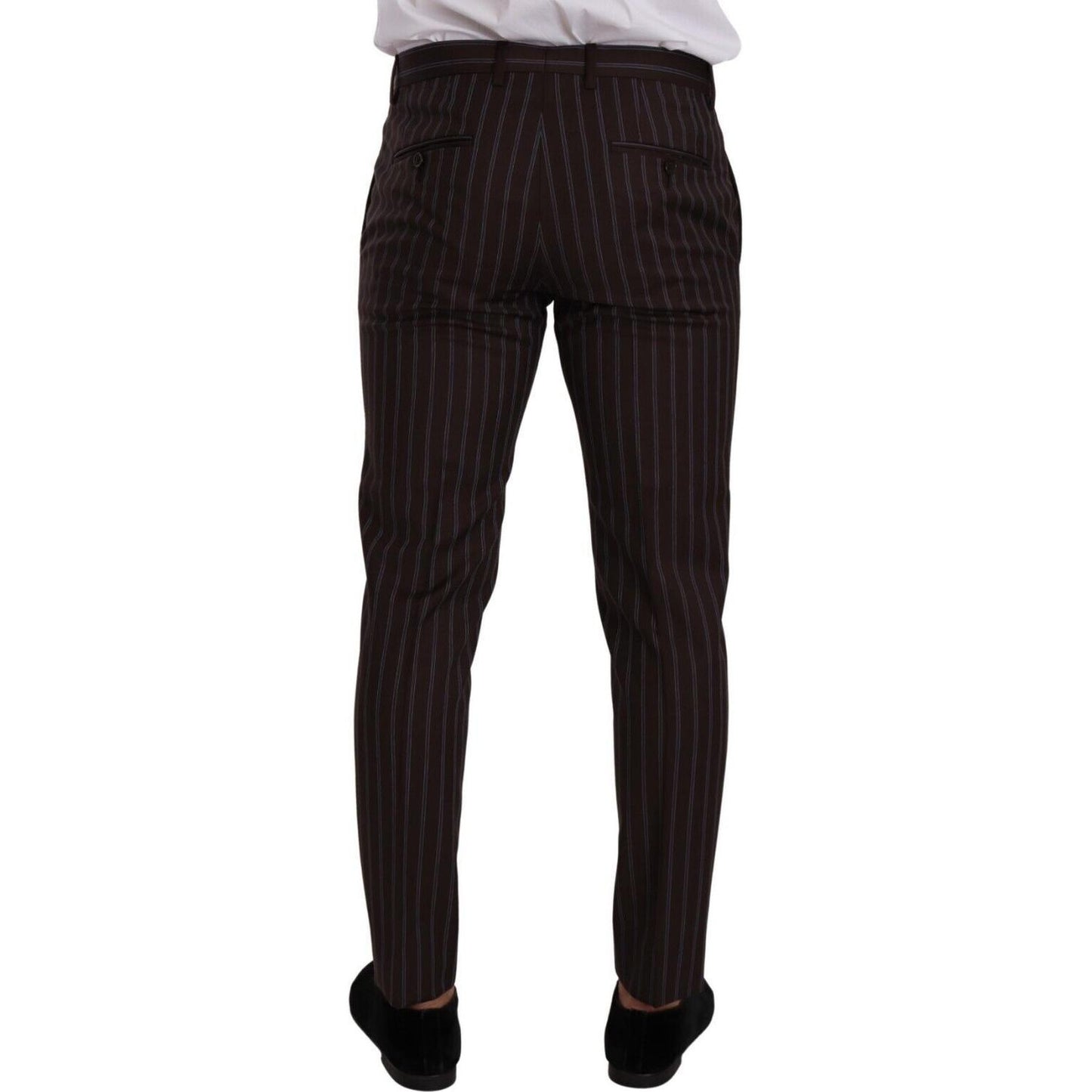 Dolce & Gabbana Elegant Maroon Striped Slim Fit Suit Dolce & Gabbana Black