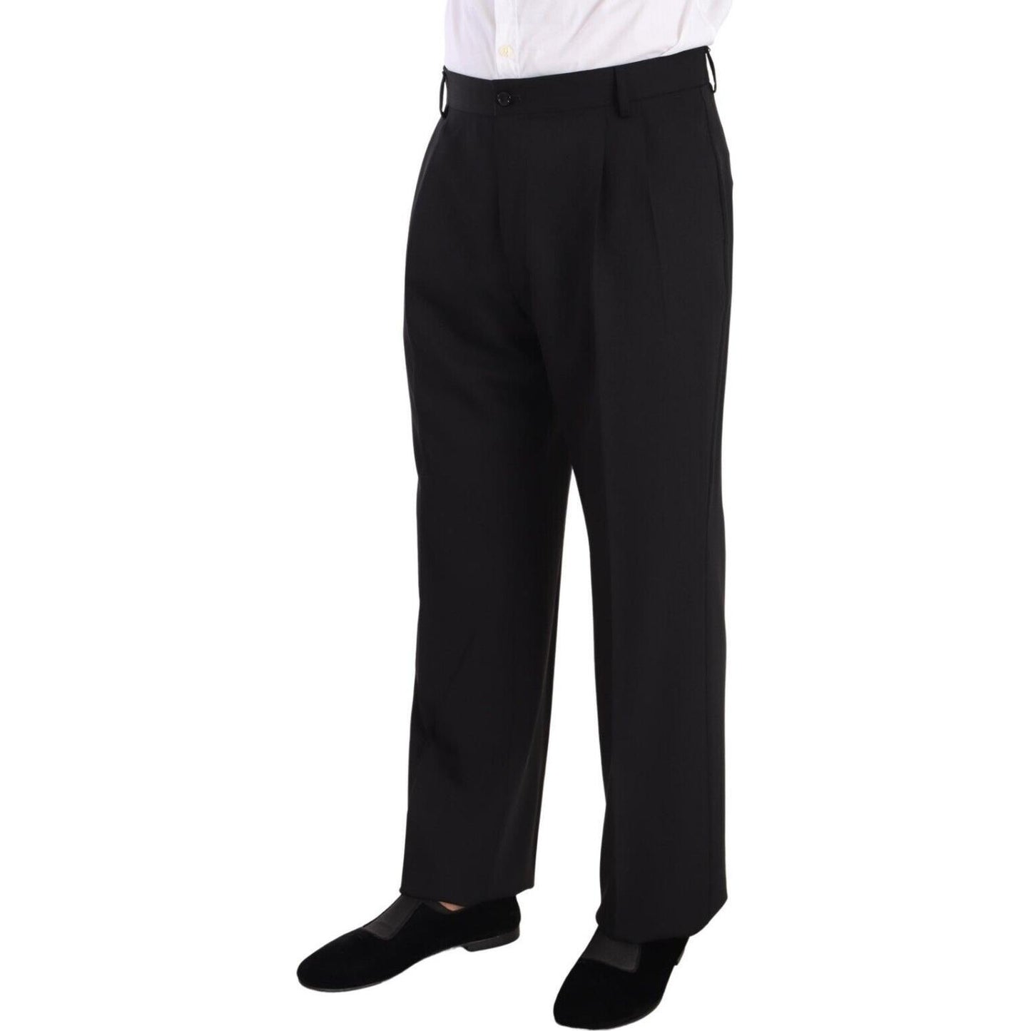 Dolce & Gabbana Elegant Black Wool Tuxedo Trousers Dolce & Gabbana