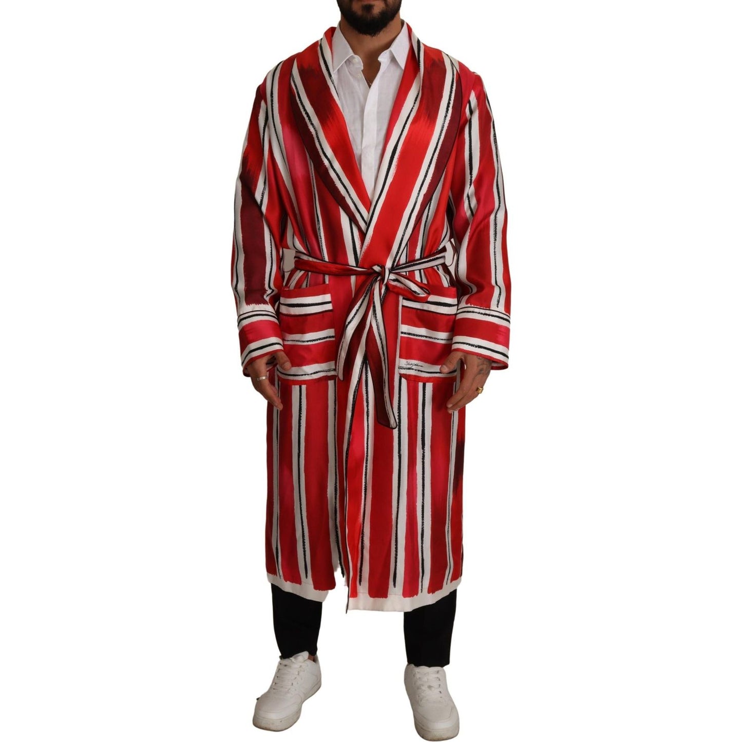 Dolce & Gabbana Chic Striped Silk Sleepwear Robe Dolce & Gabbana