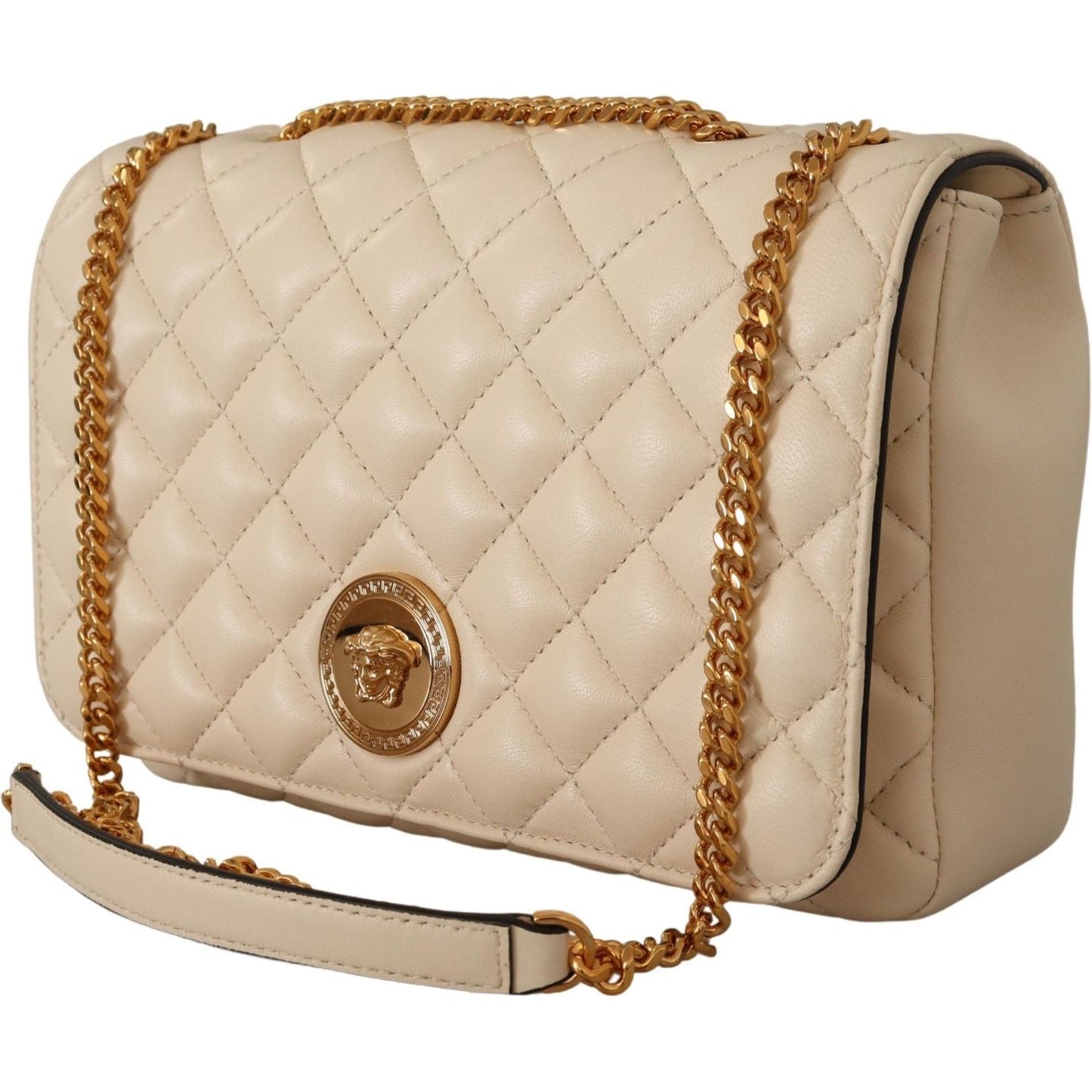 Versace White Nappa Leather Medusa Shoulder Bag