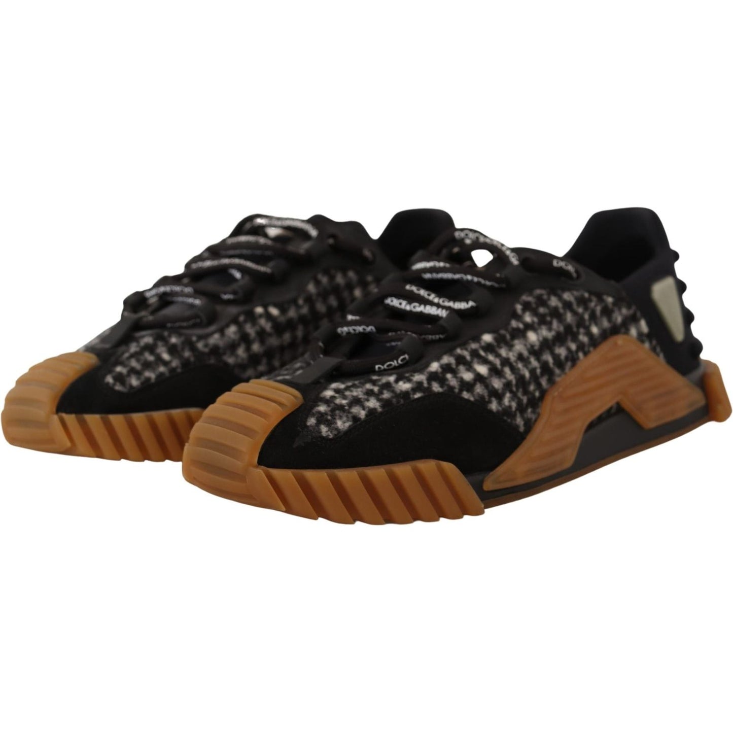 Dolce & Gabbana Black White Fabric Lace Up NS1 Sneakers Dolce & Gabbana