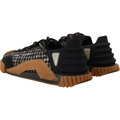 Dolce & Gabbana Black White Fabric Lace Up NS1 Sneakers Dolce & Gabbana