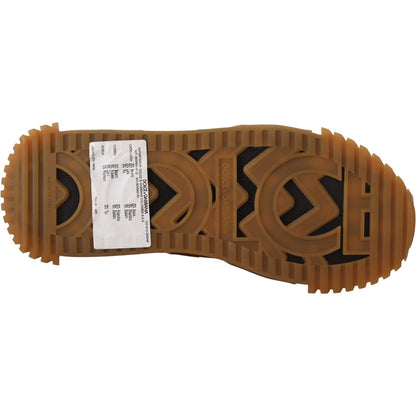 Dolce & Gabbana Black White Fabric Lace Up NS1 Sneakers Dolce & Gabbana