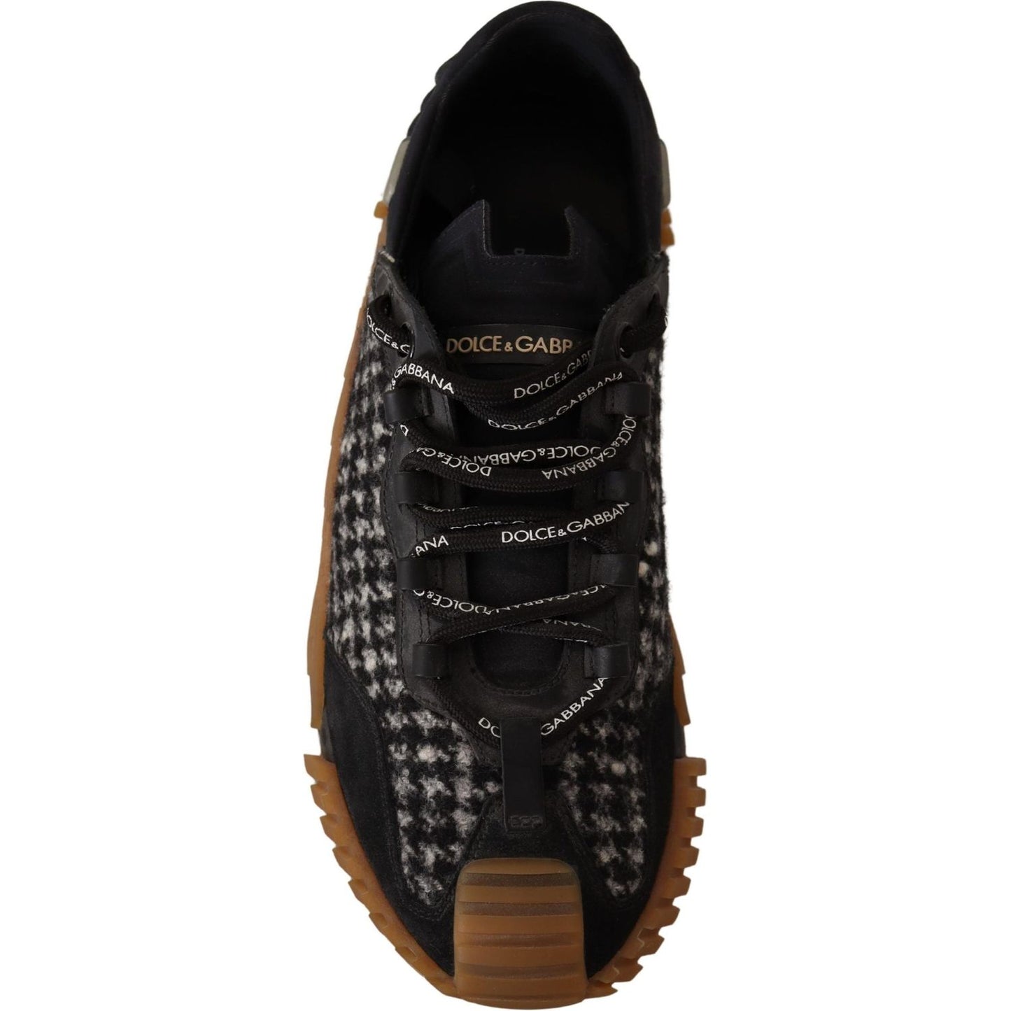 Dolce & Gabbana Black White Fabric Lace Up NS1 Sneakers Dolce & Gabbana